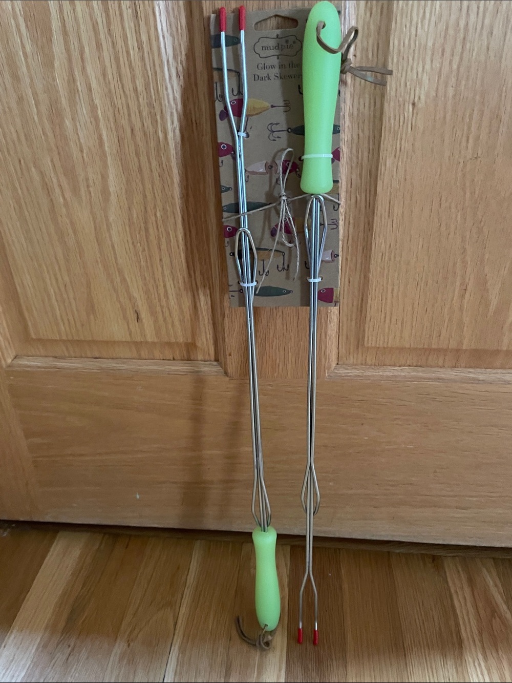 NWT Mud Pie Pair of Neon Glow Campfire/Grill Skewers with Stainless Steel Shafts